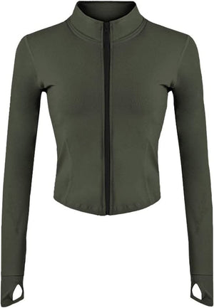 Women'S Athletic Full Zip Lightweight Workout Jacket with Thumb Holes