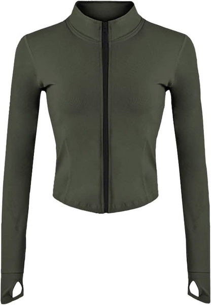 Women'S Athletic Full Zip Lightweight Workout Jacket with Thumb Holes