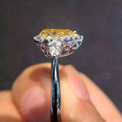 Luxury Natural Gemstones Topaz Sapphire Birthstone 925 Sterling Silver Bride Wedding Engagement Water-Drop Diamond Ring Gifts