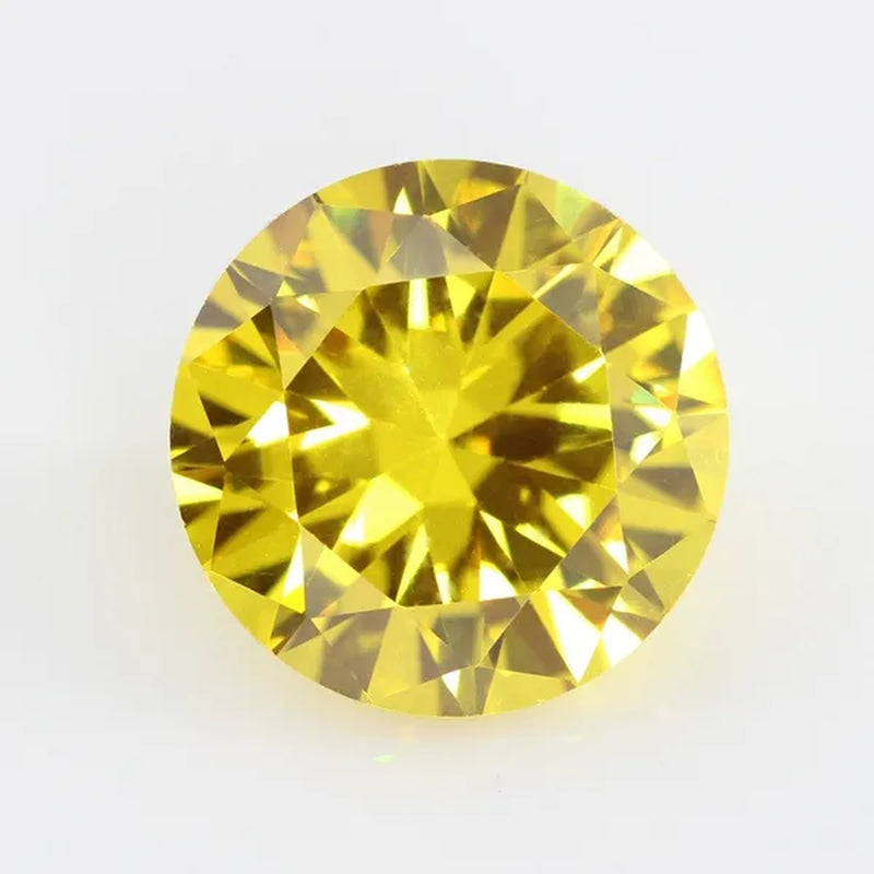 Golden Cubic Zirconia round Shape Brilliant Cut Loose CZ Stone Synthetic Gems for Jewelry