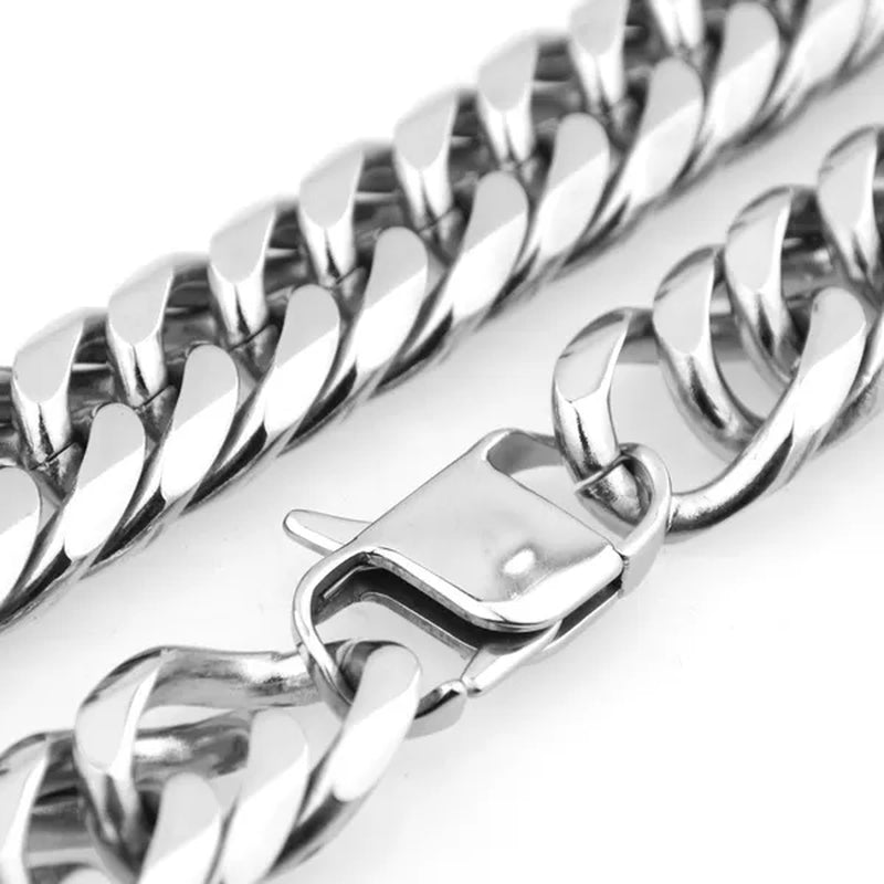 16/19/21mm Stainless Steel Mens Silver Curb Cuban Chain Bracelet/Necklace 7"-24"