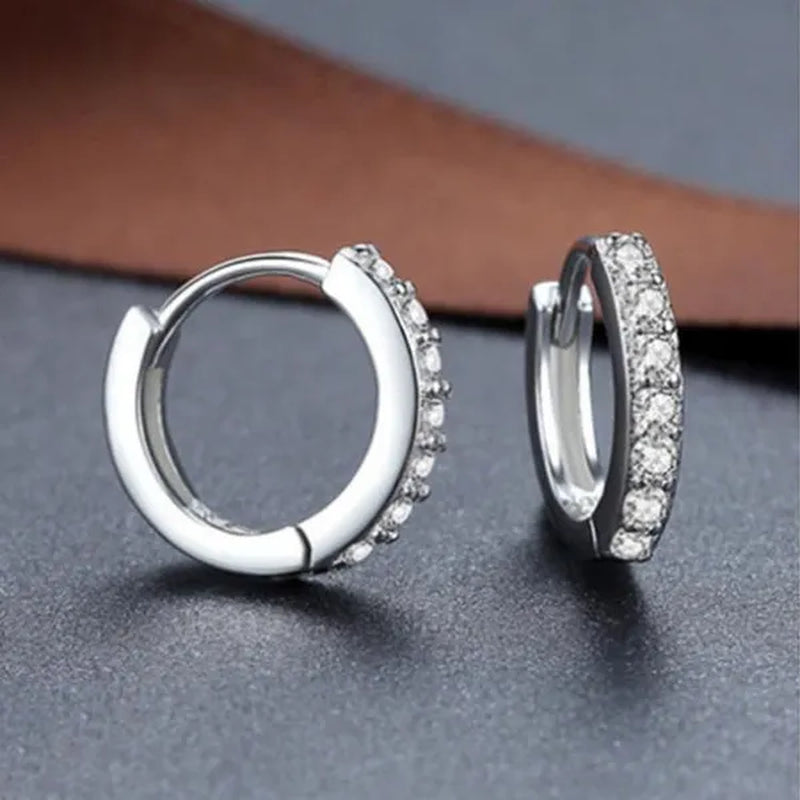 925 Sterling Silver Crystal Circle Earring For Women Making Jewelry Gift Wedding Party Engagement E024
