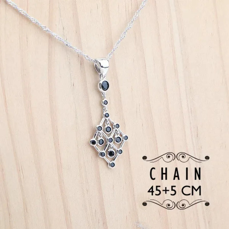 925 Silver Zircon Bridal Jewelry Set For Women Bracelet Earrings Pendant Necklace Rings