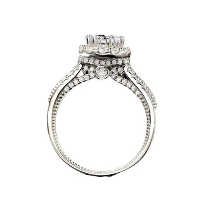 Luxury Women'S Fashion Silver Color Ring Elegant Female Engagement Wedding Party Anniversary Gift