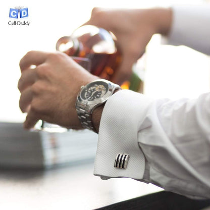Black White Enamel Square Cufflinks with Presentation Box