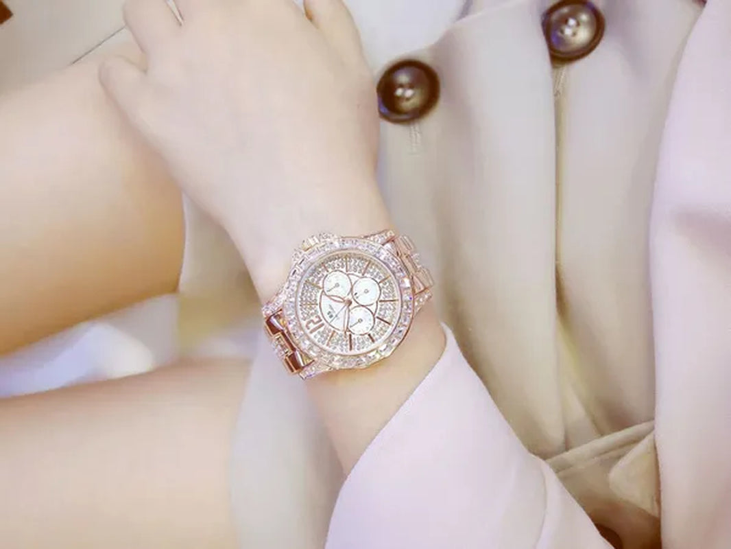 New Arrival Famous Brand Bling Watch Women Luxury Austrian Crystals Watch Rose Gold Shinning Diomand Rhinestone Fashion Bracelet
