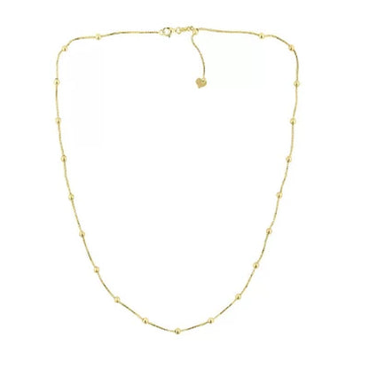 14K Yellow Gold Station Bead Necklace
