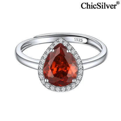 ChicSilver Pear Cut Teardrop Birthstone Promise Wedding Band Ring for Her 925 Sterling Silver Gemstone Jewelry for Women
