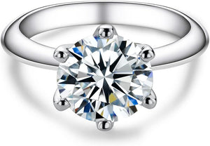 1/2/3/5CT Six Prong Solitaire Moissanite Ring, Thickened Gold Plated Silver, Gift for Wedding, Engagement and Anniversary with Certificate
