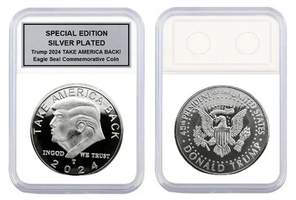 SILVER PLATED Trump 2024 TAKE AMERICA BACK! W/Display Case Masters Coins
