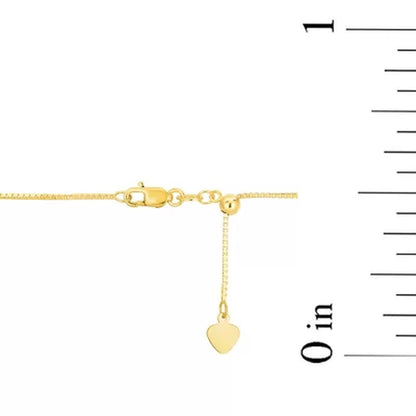 Adjustable Box Link Chain Necklace, .85Mm in 14K Gold