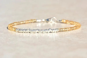 Citrine Bracelet Yellow Beaded Bracelet Gemstone Bracelet