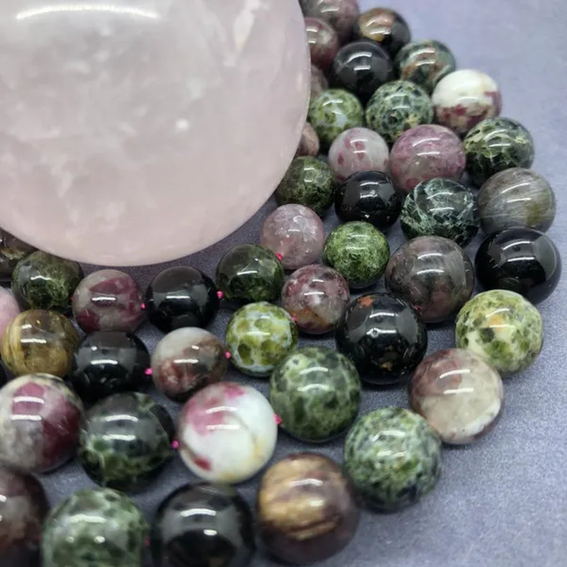 AAAAA Green Tourmaline Beads 6-12mm Round Natural Loose Stone Zeuxite Bracelet