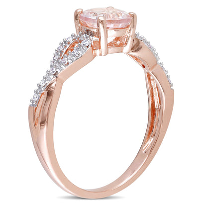 Women'S 1 CT Morganite & 1/10 CT T.W. Diamond 10Kt Rose Gold Infinity Engagement Ring