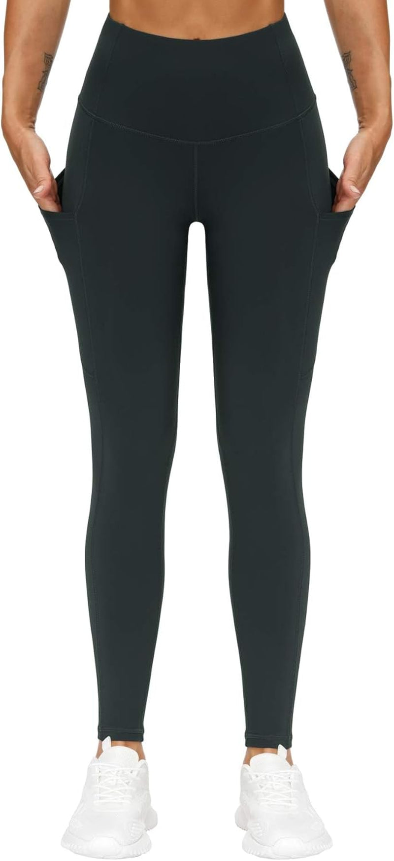 Thick High Waist Yoga Pants with Pockets, Tummy Control Workout Running Yoga Leggings for Women
