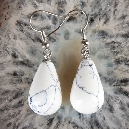1 Pair 13X20MM Amethyst Clear Quartz Lapis Lazuli Turquoise Rose Quartz Opal Obsidian Jasper Drop Cone Bead Hook Dangle Diy Earrings