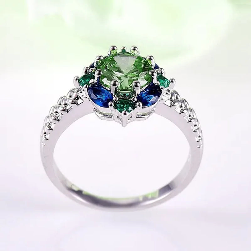 Elegant 925 Sterling Silver Emerald Women Rings Fashion Ruby Amethyst Wedding Party Jewelry Rings for Women