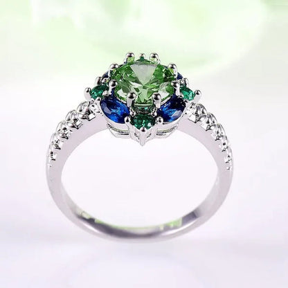 Elegant 925 Sterling Silver Emerald Women Rings Fashion Ruby Amethyst Wedding Party Jewelry Rings for Women
