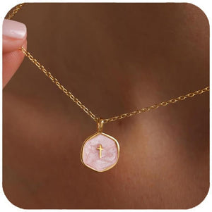 Small Cross Necklace for Women, Dainty 14K Gold Plated Cross Pendant Necklace, Everyday Simple Cross Charm Choker Minimalist Religious Jewelry Cute Trendy Gifts