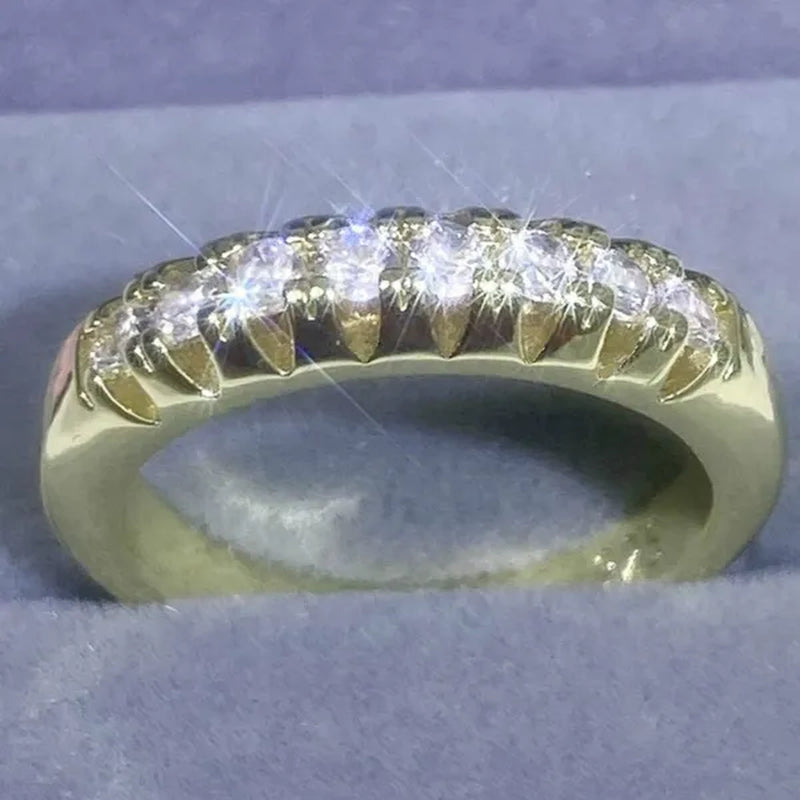 Luxury  silver /18K Gold Ring  925 Sterling Silver Womens Ring  White Sapphire Wedding Band Engagement Diamond Ring Fine Jewelry Christmas Gift Size:6 7 8 9 10