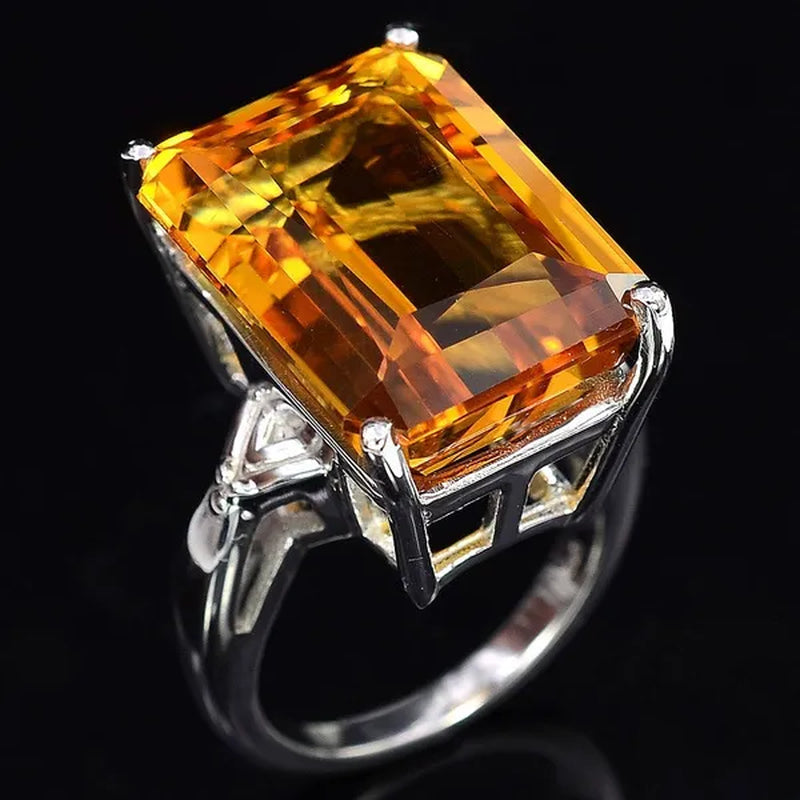 Gorgeous Citrine Ring Wedding Birthstone Bride Engagement Brand Ring Jewelry Size 5-11