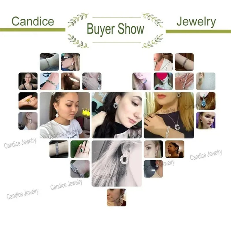 CANDICE Fashion Green round Charm Adjustable Slider Bracelet Bangle for Women White Gold Plated Cubic Zirconia Jewelry