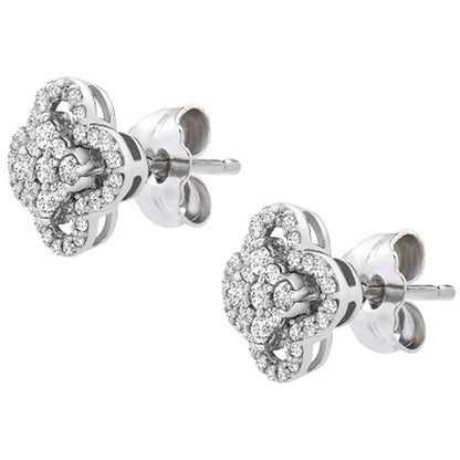0.25 CT. T.W. I-I1 White Gold Diamond Clover Flower Stud Earrings