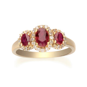 Gin & Grace 10KT YG Genuine Ruby and Diamond Accent Ring