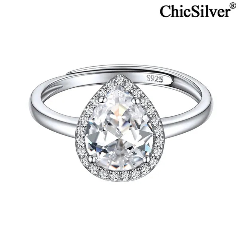 ChicSilver Pear Cut Teardrop Birthstone Promise Wedding Band Ring for Her 925 Sterling Silver Gemstone Jewelry for Women
