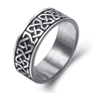 8mm Men's Boy's Stainless Steel Ring Band Celtic Knot Silver Black Biker jewelry Size 8-15