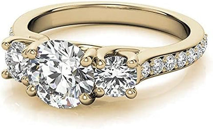 3 Stone Moissanite Engagement Rings for Women, 1 Ct Tw D Color VVS1 Clarity Lab Created Diamond Rings 14K White Gold Vermeil Moissanite Rings for Women Anniversary Jewelry Gifts