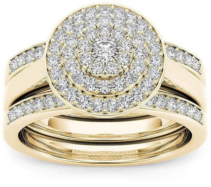 6 Delicate 2-3 Pieces/Set Women's Shiny White Zircon Ring Set Anniversary Christmas Gift Engagement Bride Wedding Jewelry Ring Size 6-10