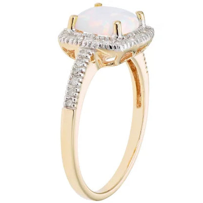 Lab Opal and 0.18 CT. T.W. Diamond Ring in 14K Gold