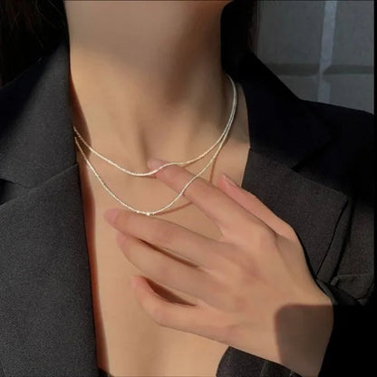 Shiny sparkling glitter clavicle chain  silver necklace brand new fashion sterling silver necklace chain