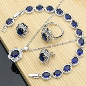 12 Colors Gemstone Jewelry Kits 925 Silver Jewelry Sets Sapphire Amethyst Ruby Emerald Charm for Wedding Women