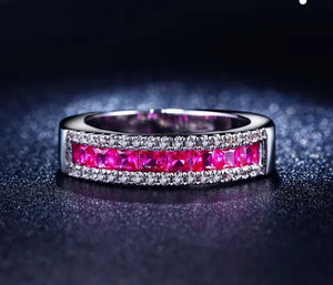 Silver Natural Ruby Gemstones Birthstone Bride Wedding Engagement Strange Ring Size 6 7 8 9 10