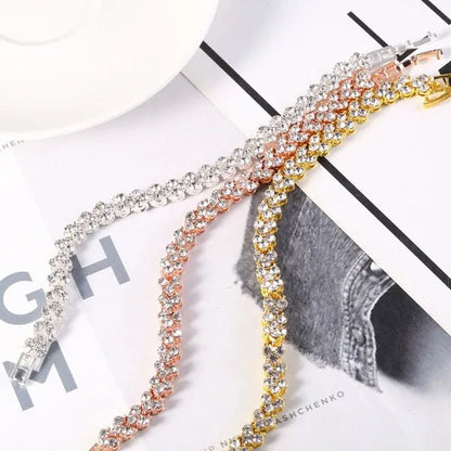 European and American Fashion Roman Style Women'S Zircon Bracelet Shiny Zircon Wedding Engagement Bracelet Valentine'S Day Anniversary Gift Birthday Party Jewelry