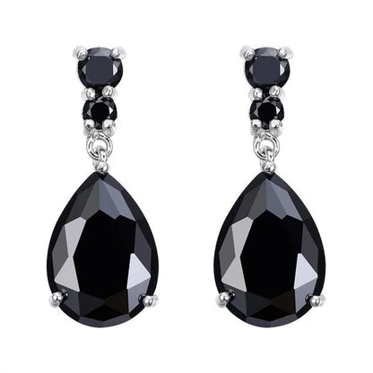 Women's Teardrop Clear CZ Drop/Dangle Natural Gemstone Morganite Stud Drop Dangle Earrings 925 Sterling Silver Wedding Jewelry/Aquamarine/Topaz/Amethyst/RubyEmerald/Sapphire/Black&White Pink Gemstone