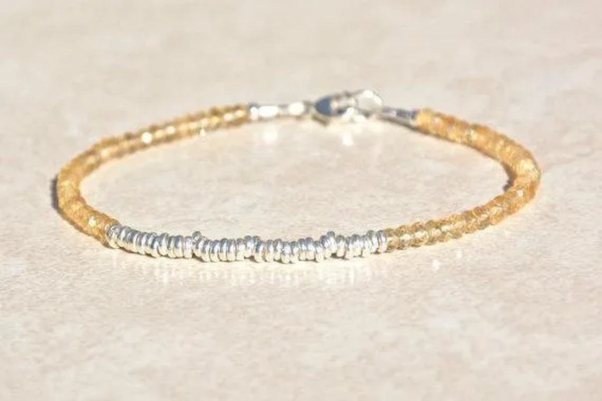 Citrine Bracelet Yellow Beaded Bracelet Gemstone Bracelet