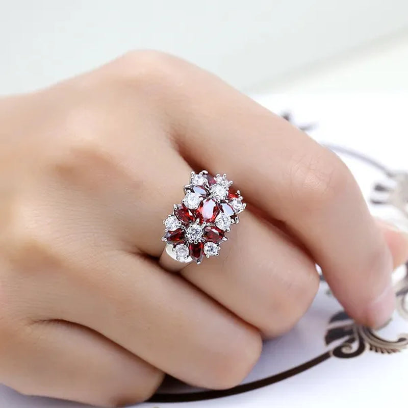 Fashion Women 925 Sterling Silver Sapphire & White Topaz Gemstones Rings Size 6 7 8 9 10