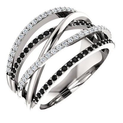 Natural Black Sapphire Diamond Ring Anniversary Gift Engagement Wedding Rings Jewelry Gift for Women Ladies Size 5 6 7 8 9 10