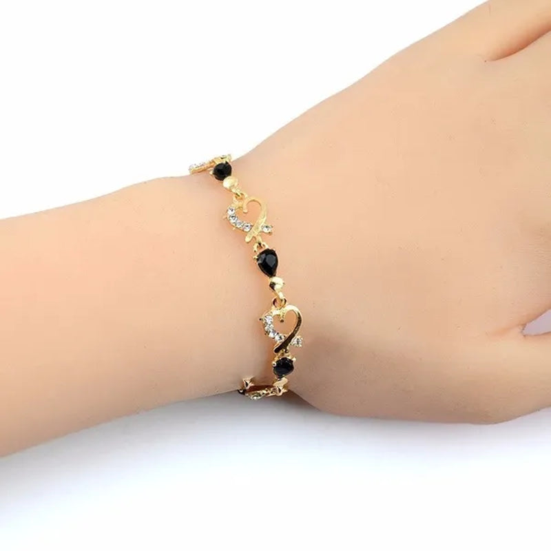 Trendy Women/Lady'S Fashion Crystal Diamond 18K Gold Plated Heart 5 Colors CZ Stones Bracelets & Bangles Jewelry Gifts