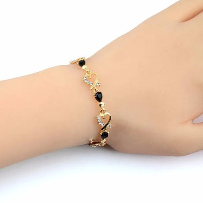 Trendy Women/Lady'S Fashion Crystal Diamond 18K Gold Plated Heart 5 Colors CZ Stones Bracelets & Bangles Jewelry Gifts