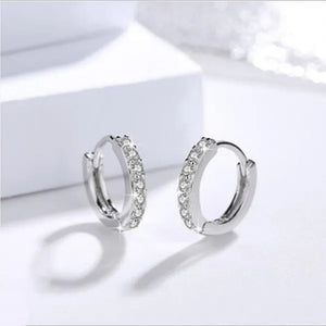 925 Sterling Silver Crystal Circle Earring For Women Making Jewelry Gift Wedding Party Engagement E024