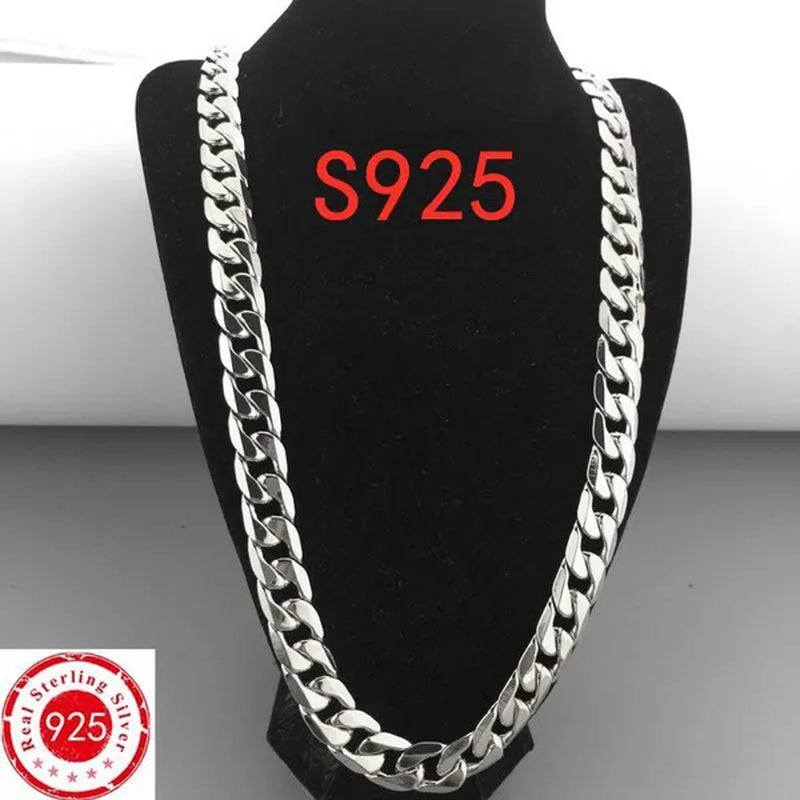 Wholesale High Quality 925 Sterling Silver Fashion Jewelry Set 925 Silver Curb Link Chain Bracelet & Necklace16-30 Inches for Women and Men