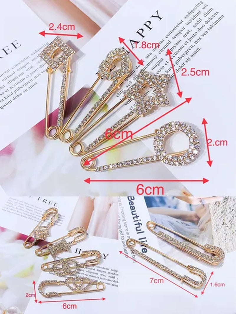 Women Brooch Pins Sweater Shawl Clips Crystal Brooches, Safety Pins Dress Shirt Clips for Women Rhinestone brooch women's anti slip button clothing accessories