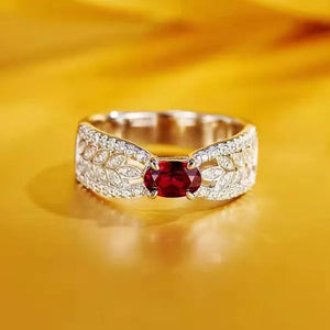 Women Exquisite 925 Sterling Silver Red Ruby Gems Fully-jewelled Princess Rings Jewel