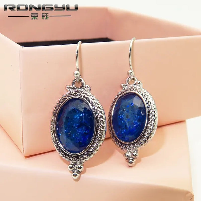 925 Sterling Silver Natural Gemstone Sapphire  Drop Earrings Wedding Engagement Earrings Jewelry Gift for Women
