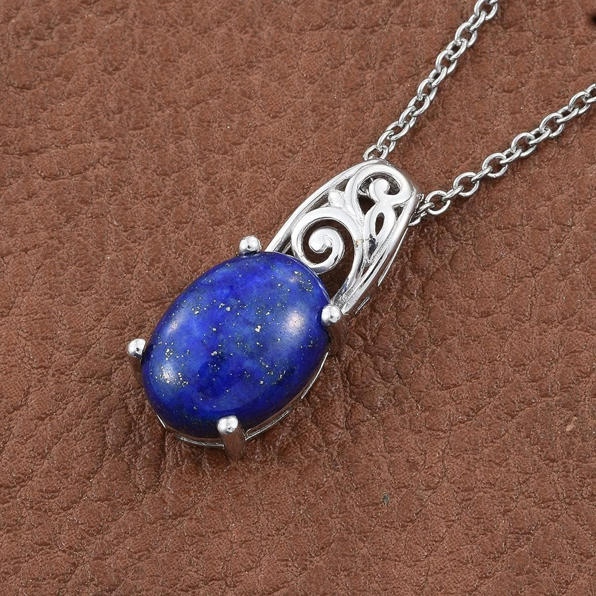 Blue Lapis Lazuli Natural Healing Crystal Stone Decorations Bail Pendant Necklace 20 Stainless Steel Fashion Delicate Unique Jewelry Gifts for Women