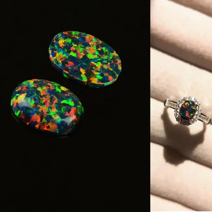 AAAAA BLACK MIX OPAL Gem OVAL Cabochon Cut 8X10Mm VVS Loose Gemstone DIY Precious Stones